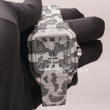 Two Tone Zebra Print Full Iced Out Moissanite Watch