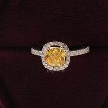 1.10 Ct Yellow Cushion Cut Lab Diamond Halo Ring