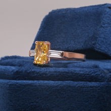 Yellow Radiant & Baguettet Cut CVD Diamond Engagement Ring