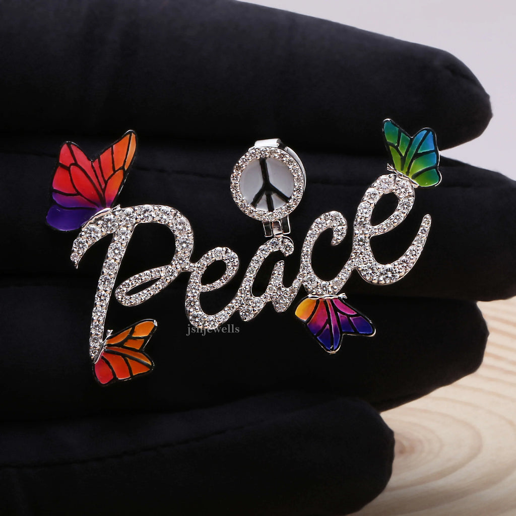 Customised HipHop Peace Moissanite Pendant