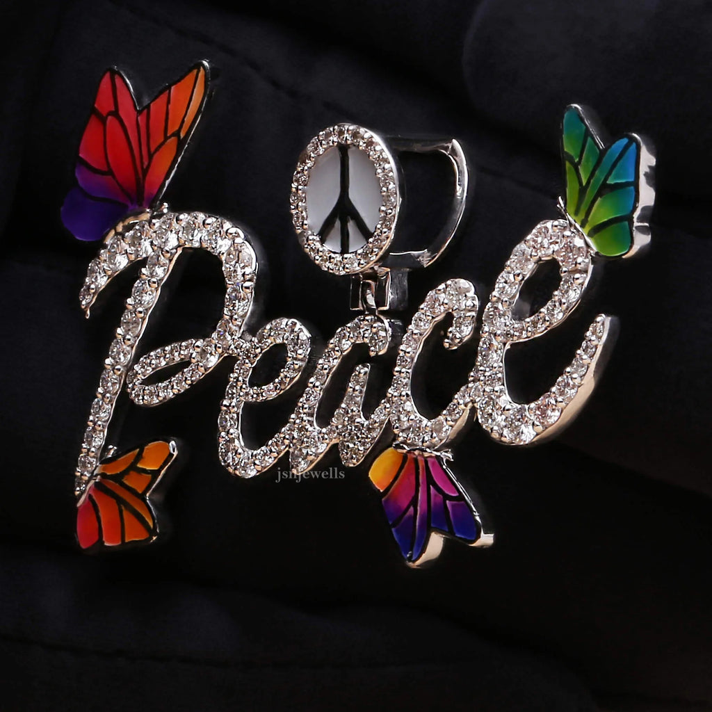 Customised HipHop Peace Moissanite Pendant