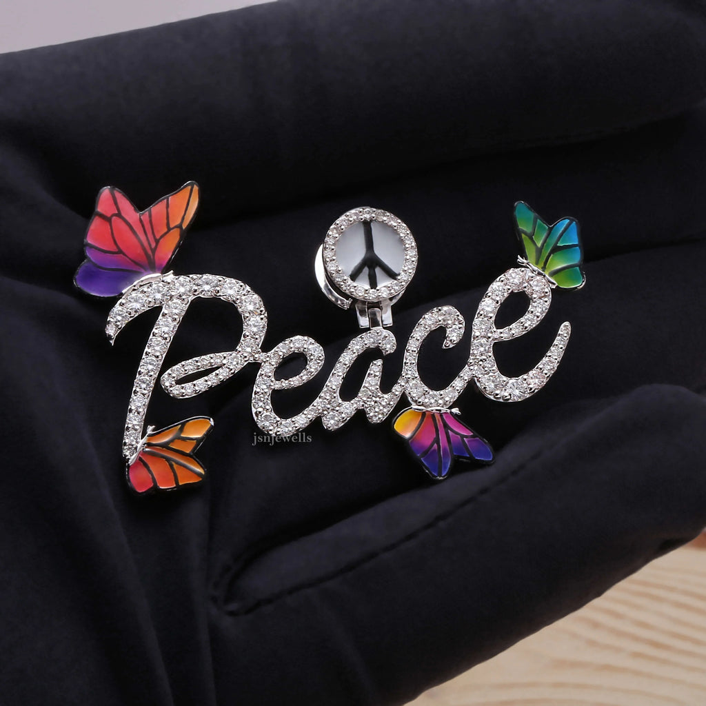 Customised HipHop Peace Moissanite Pendant