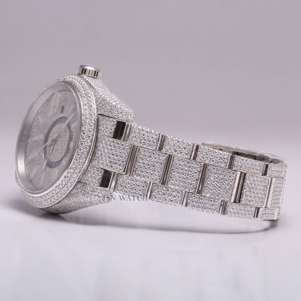 Fully Iced Out VVS Moissanite Monochrome Wrist Watch