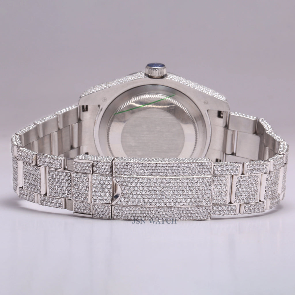 Fully Iced Out VVS Moissanite Monochrome Wrist Watch