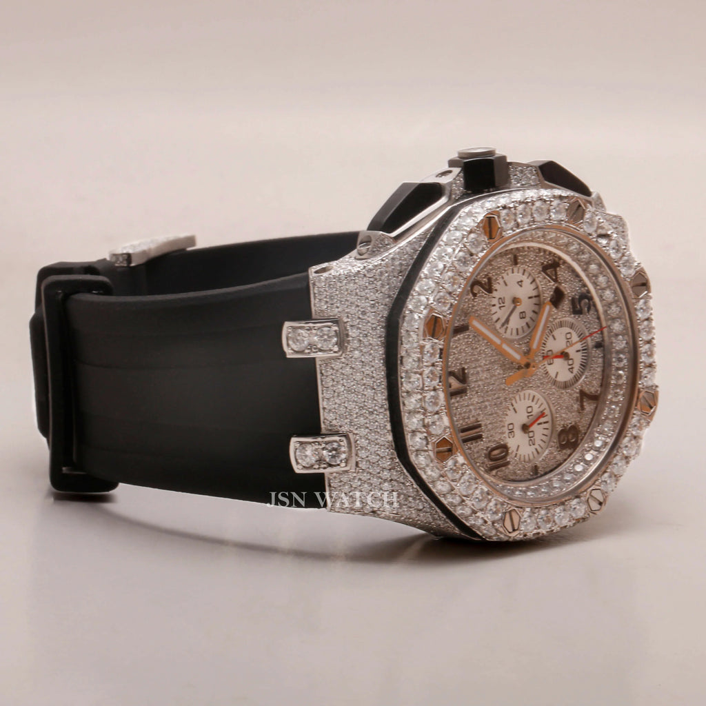 Half Iced Moissanite Chronograph Versatile Hip Hop Watch