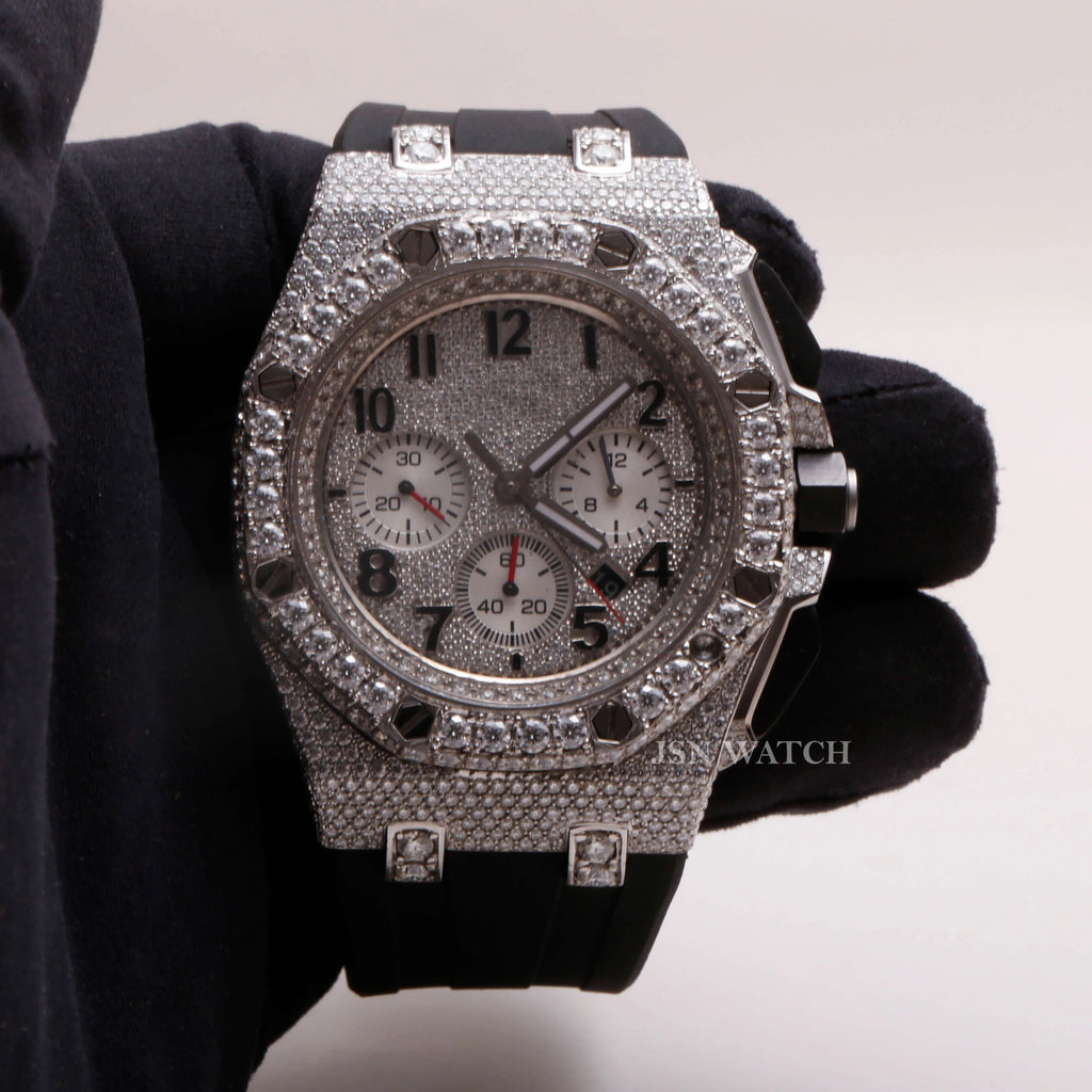 Half Iced Moissanite Chronograph Versatile Hip Hop Watch