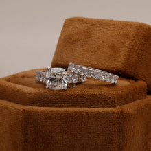 3 CT Cushion Cut Eco Friendly Diamond Bridal Ring Set