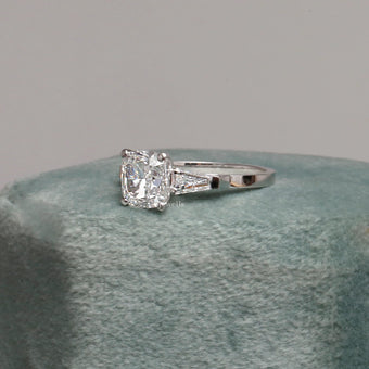 1.60 TCW Cushion Cut Lab Created Diamond 3-Stone Engagement Ring