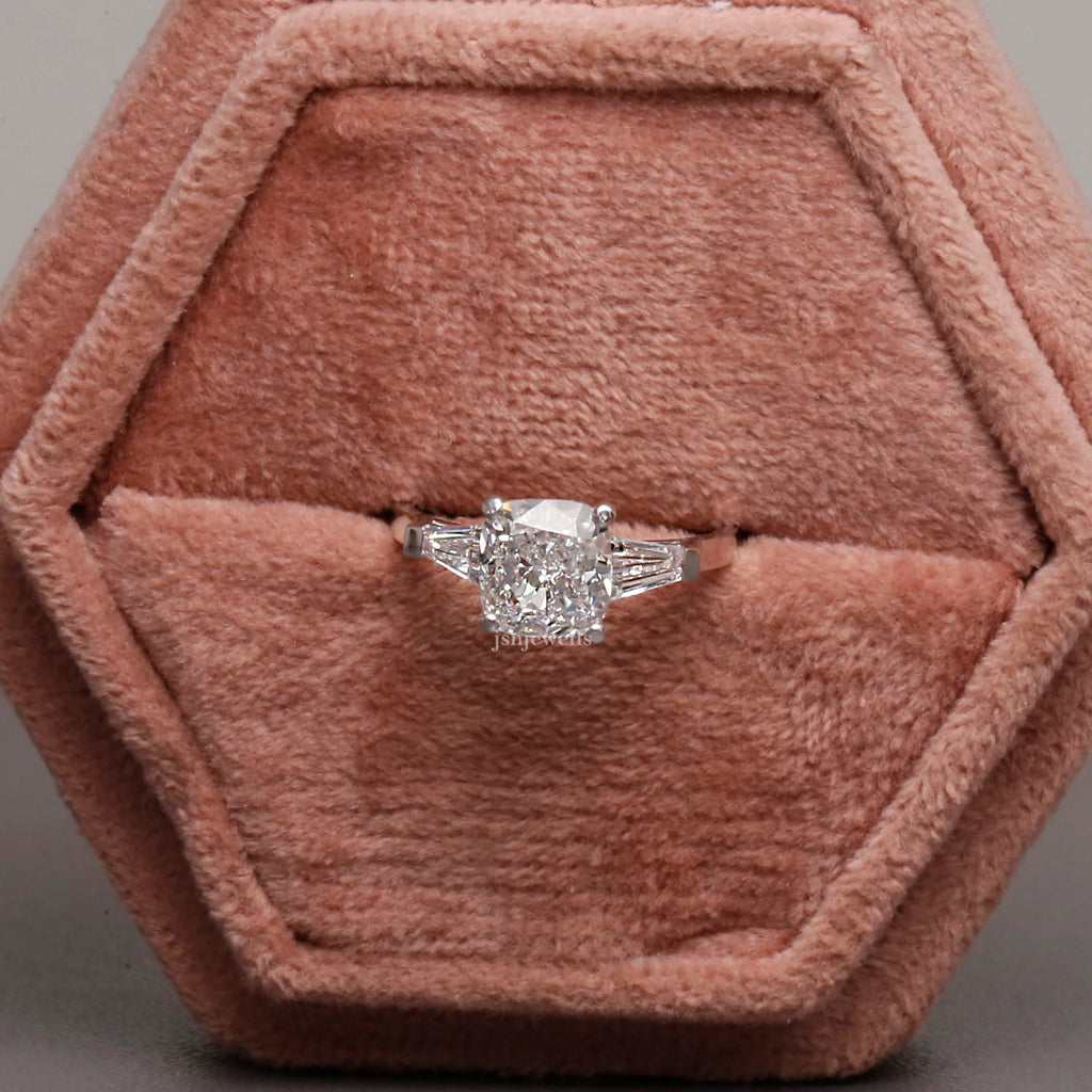 1.60 TCW Cushion Cut Lab Created Diamond 3-Stone Engagement Ring