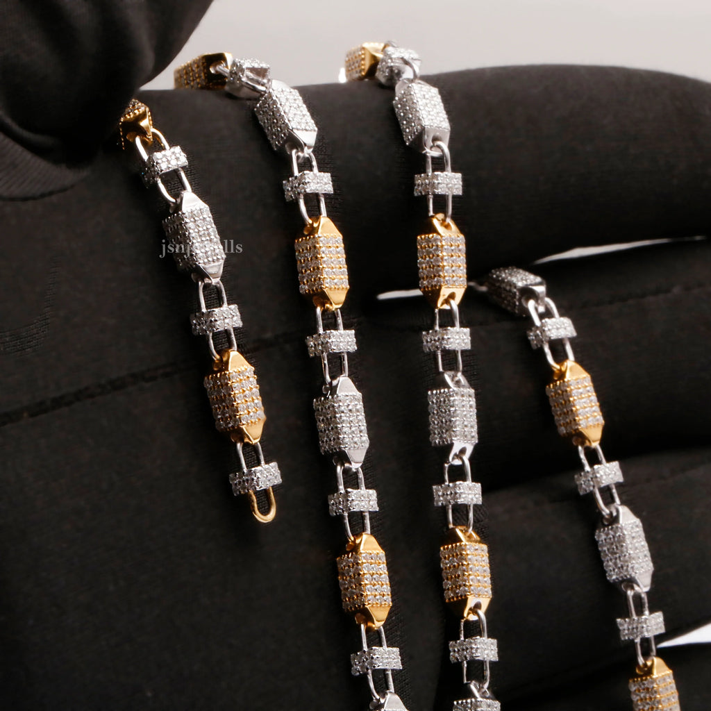 Men's handmade barrel link layered chain necklace