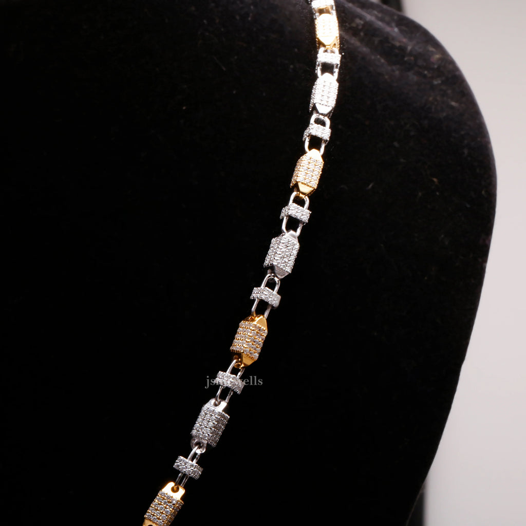 Men's handmade barrel link layered chain necklace