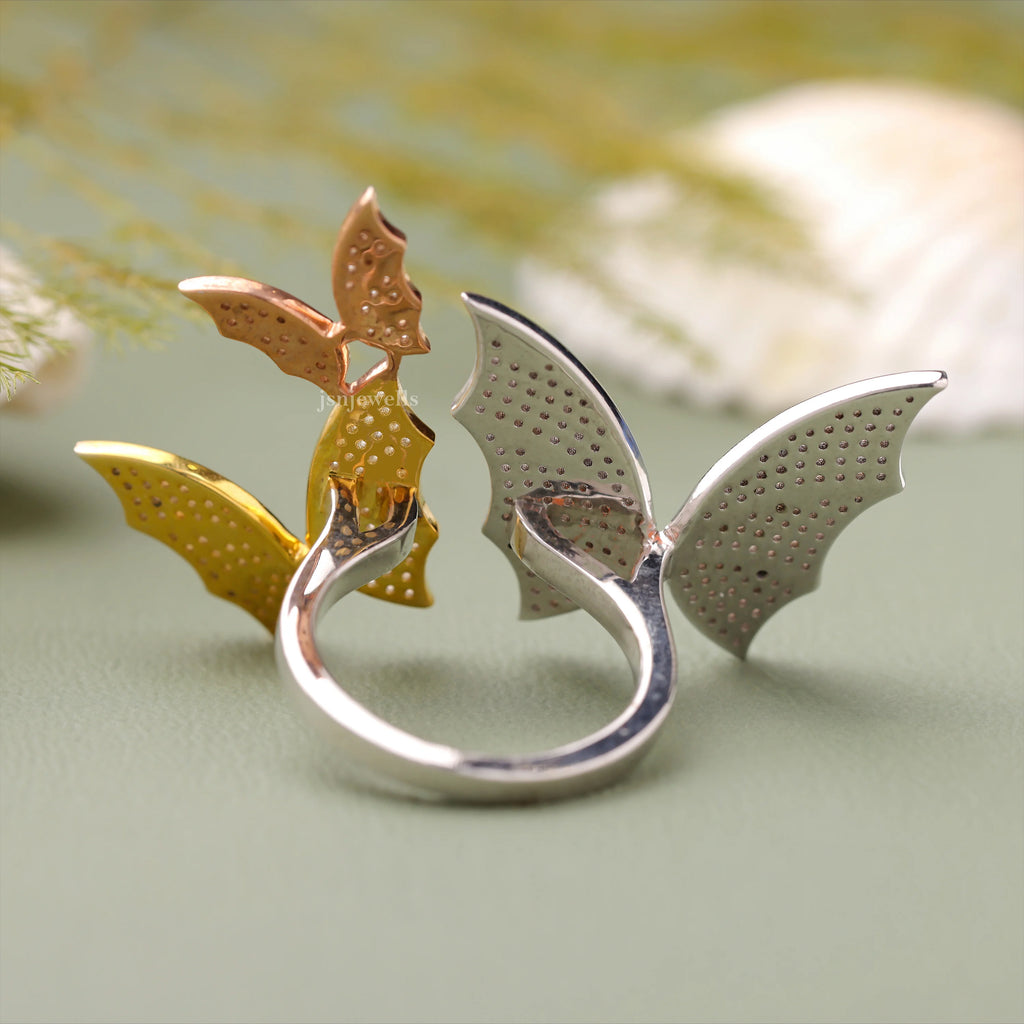 Micro Pave Set Lab Diamond Open Butterfly Ring