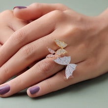 Micro Pave Set Lab Diamond Open Butterfly Ring