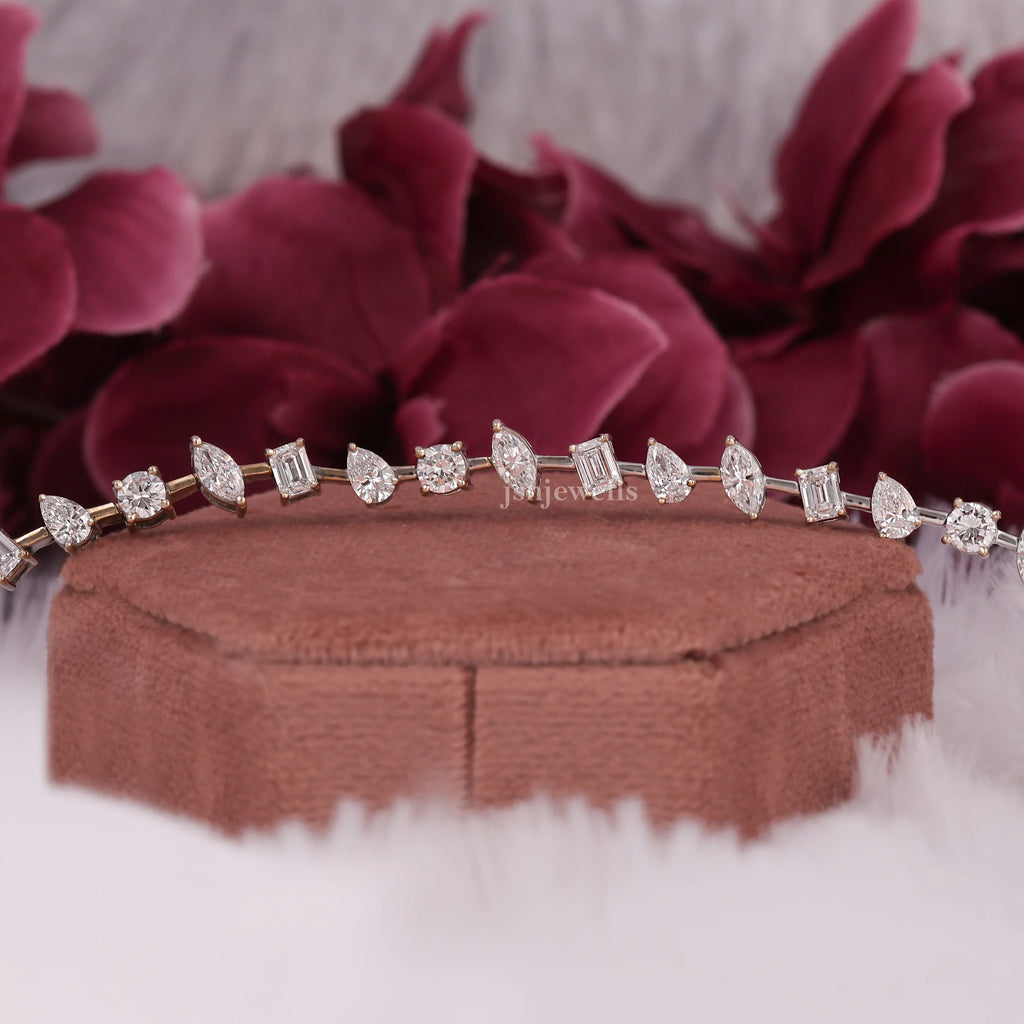 Multi Shape Lab Created Diamond Tennis Bracelet For Bridesmaid