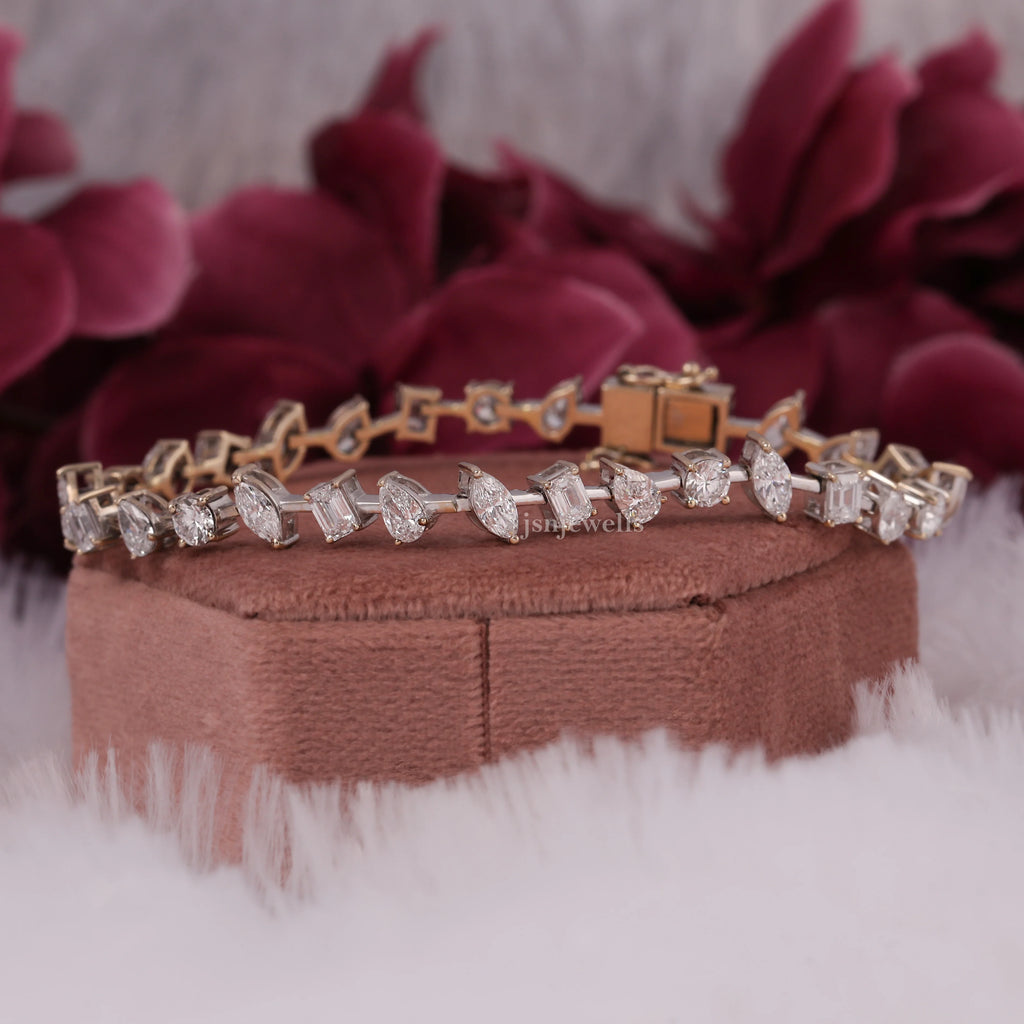 Multi Shape Lab Created Diamond Tennis Bracelet For Bridesmaid