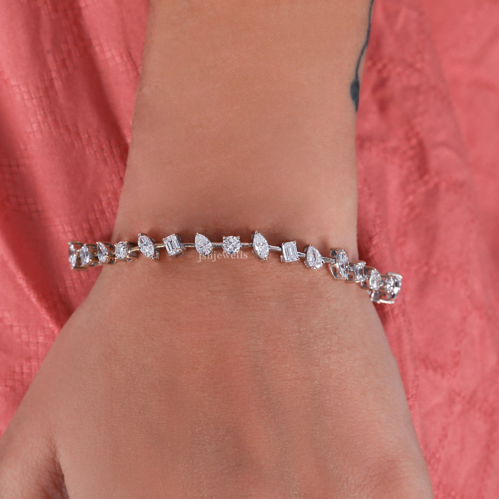 Multi Shape Lab Created Diamond Tennis Bracelet For Bridesmaid