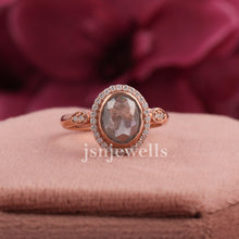 Natural Salt And Pepper Diamond Oval Rose Cut Ring