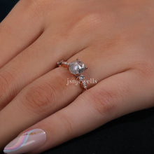 Natural Salt And Pepper Diamond With Oval Cut Ring