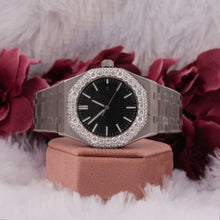 Moissanite Diamond Studded Bezel Stainless Steel Automatic Watch