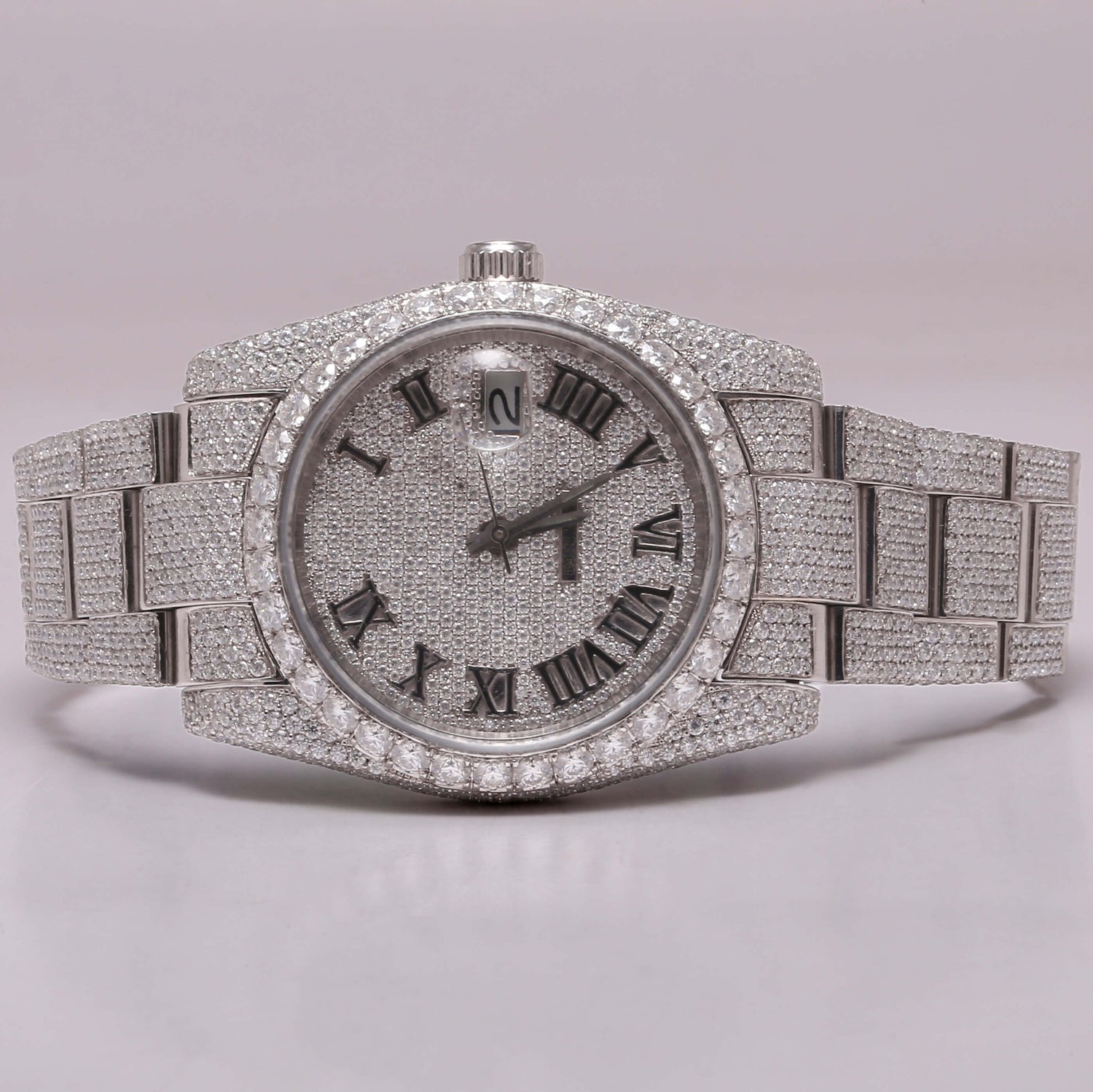 Customized Round Cut Moissanite Diamond Full Iced out Stainless Steel Watch