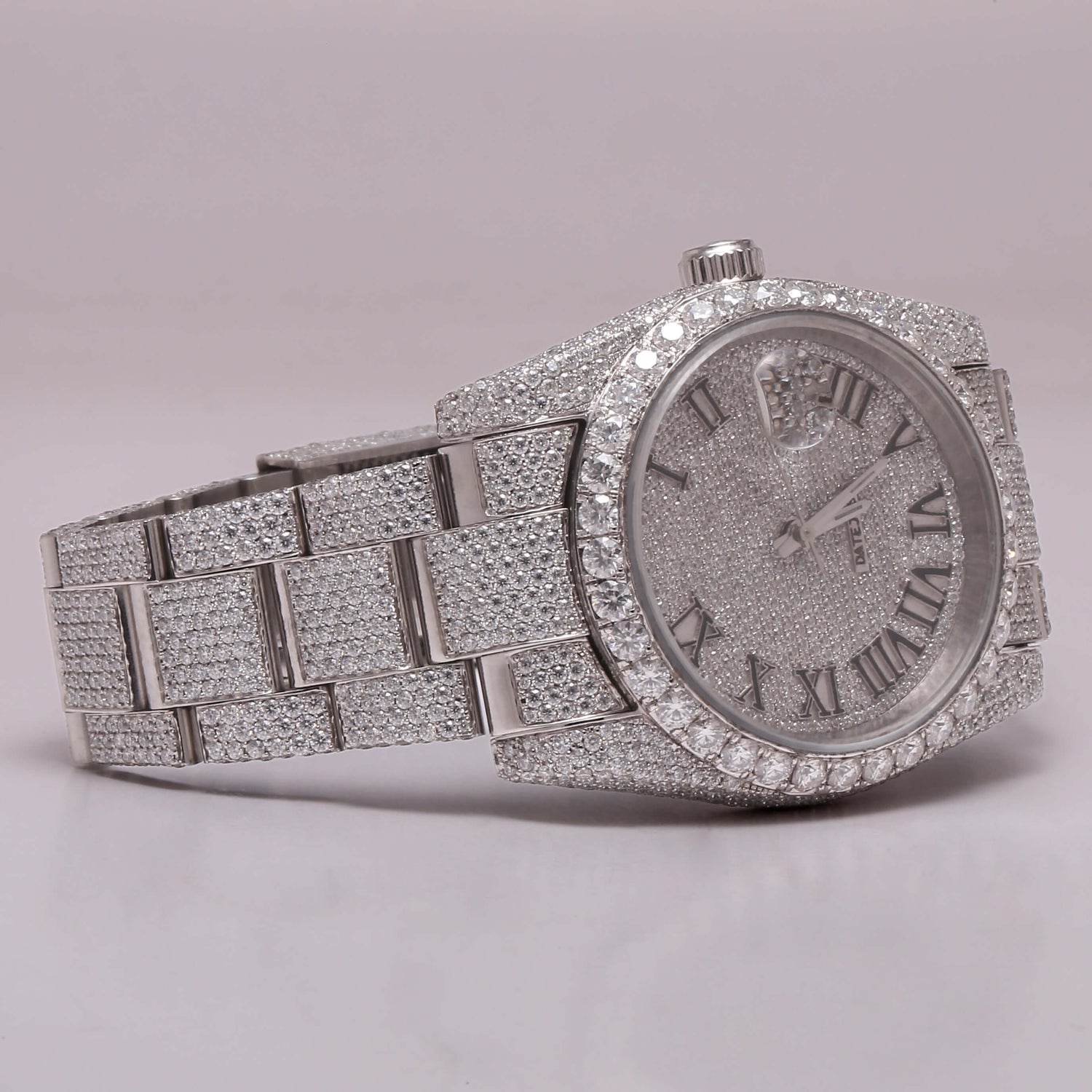 Customized Round Cut Moissanite Diamond Full Iced out Stainless Steel Watch