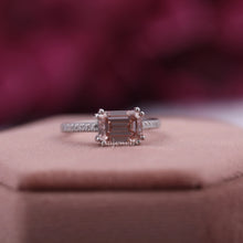 Pink Emerald Cut Lab Grown Diamond Engagement Ring