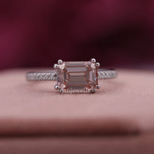 Pink Emerald Cut Lab Grown Diamond Engagement Ring