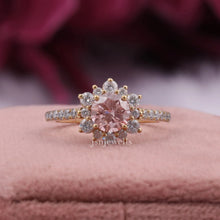 Round Cut CVD Lab Diamond Halo Floral Engagement Ring