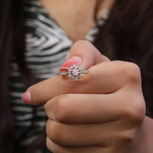 Round Cut CVD Lab Diamond Halo Floral Engagement Ring