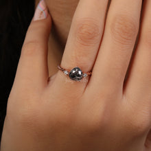 Salt And Pepper Pear Cut Diamond 3 Stone Engagement Ring