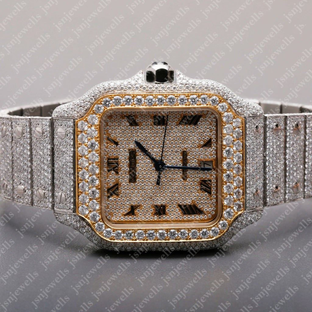 Moissanite Timepiece Movement Iced Out Luxury Brand Watch Stainless Steel