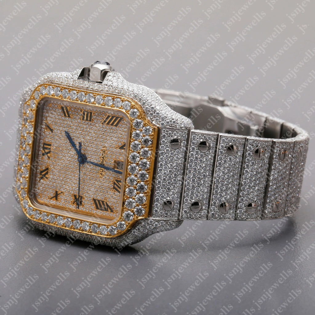 Moissanite Timepiece Movement Iced Out Luxury Brand Watch Stainless Steel