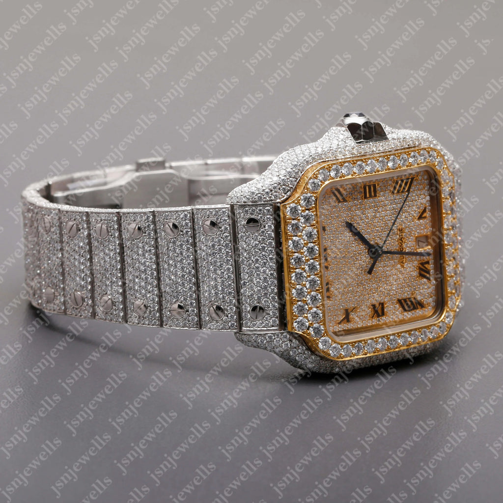 Moissanite Timepiece Movement Iced Out Luxury Brand Watch Stainless Steel