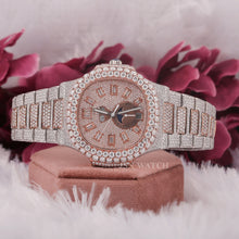 Two Tone VVS-Moissanite Iced Wrist Watch With Day-Date Display