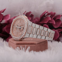 Two Tone VVS-Moissanite Iced Wrist Watch With Day-Date Display