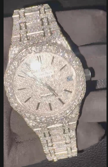 Customized full Iced out Moissanite Diamond Stainless Steel Watch japan movement