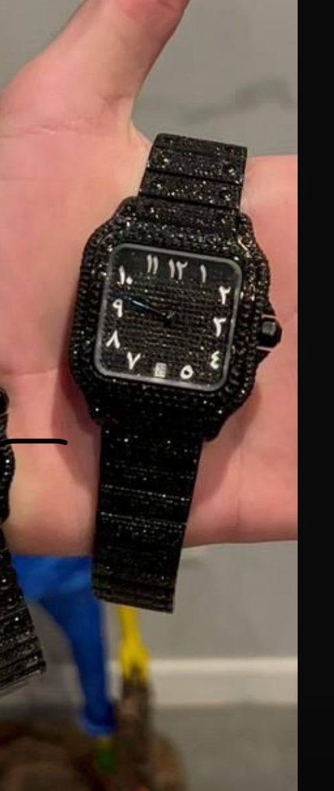 Customized Black Round Cut Moissanite Diamond Stainless Steel Watch (Copy)