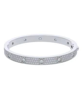 Customized Round Cut Moissanite Diamond Full Eternity Sterling Silver Bracelet