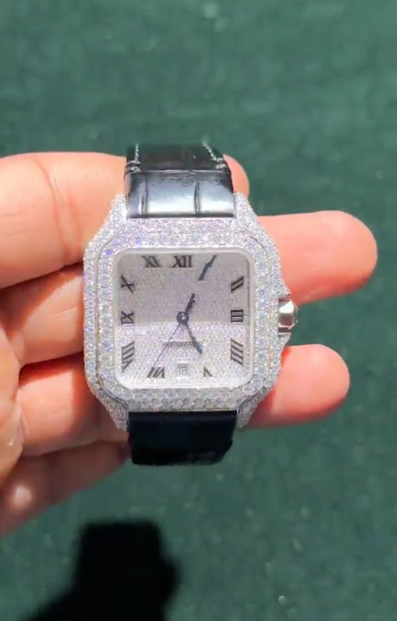 Customized Iced Out Moissanite Diamond Japan Movement Watch
