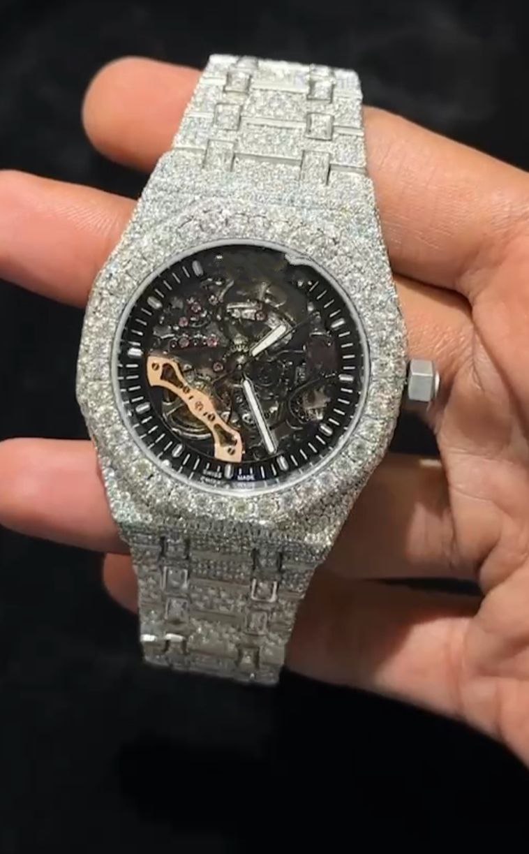 Customized Full Iced Out Japan Movement Moissanite Diamond Watch