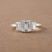 Emerald Cut 3 Stone Diamond Engagement Ring