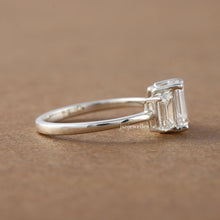 Emerald Cut 3 Stone Diamond Engagement Ring