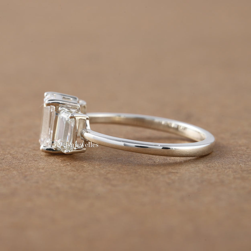 Emerald Cut 3 Stone Diamond Engagement Ring