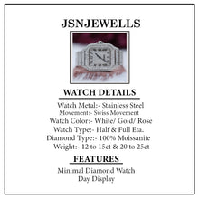 Round Moissanite Diamond Studded Square Dial Unisex Wrist Watch