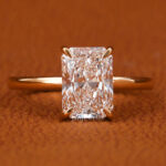 Radiant cut solitairy ring