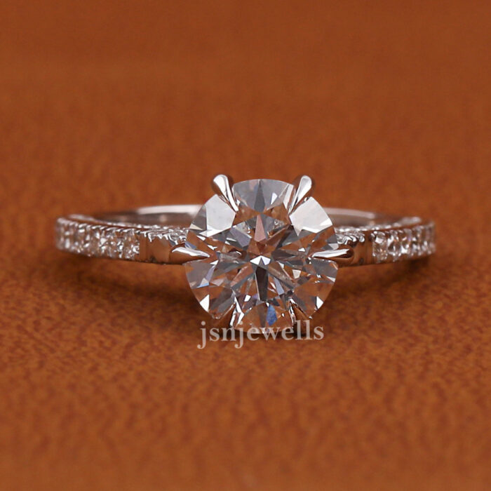 round hidden halo engagement ring