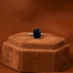 Blue radiant wedding ring