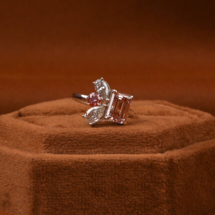 pink emerald cut diamond ring