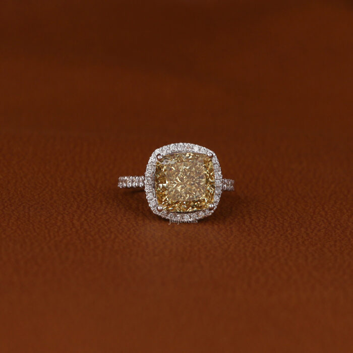 yellow diamond halo ring