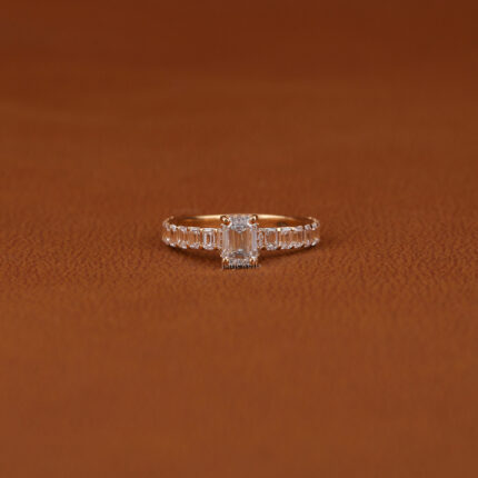 emerald cut hidden halo ring